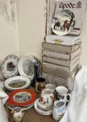 Spode hunting plates together with other hunting related ceramics,