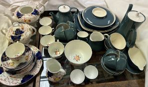 A Poole pottery part tea and dinner set together with a Gaudy Welsh part tea service
