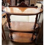 A Victorian walnut three tier whatnot,