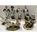 A set of four German porcelain figures of military men including LePic, Exelmans,