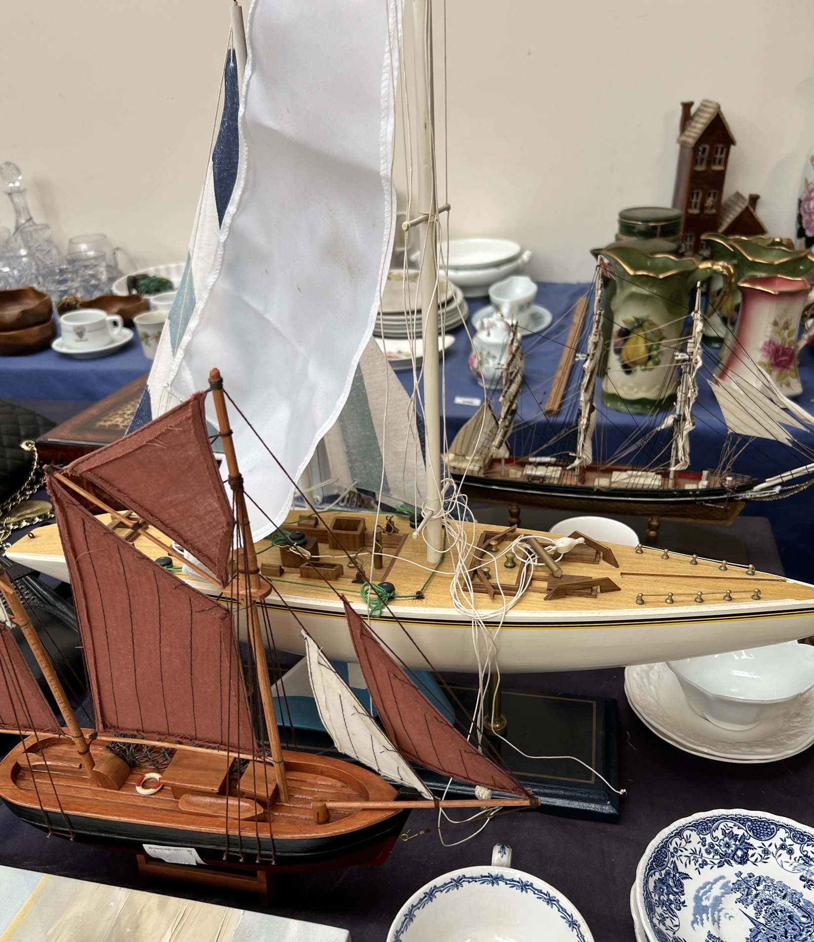 Model ships together with a Maling pottery bowl, Japanese pottery figure, - Image 2 of 5