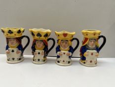 A set of four Royal Doulton King and Queen playing cards character jugs, including Clubs D6999, No.