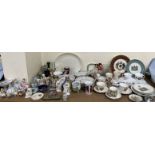 A continental porcelain part dinner set together with commemorative china,