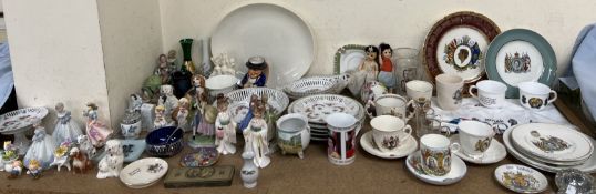 A continental porcelain part dinner set together with commemorative china,