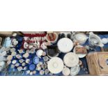 Devonmoor pottery together with a cased part flatware service, chamber pots, Spong Mincer,