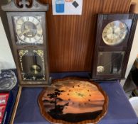 A Burroughs Quartz wall clock together with a 31 day wall clock and another wall clock