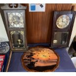 A Burroughs Quartz wall clock together with a 31 day wall clock and another wall clock