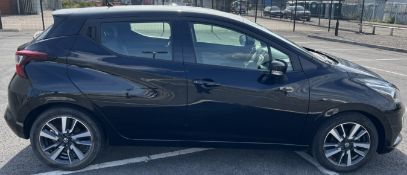 A 2017 black Nissan Micra Acenta IG-T Euro 6, 898cc, petrol, registration number DV67 YHS Manual,