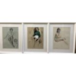 R D Moore Nude study Watercolour Signed Together with two other watercolour sketches of ladies