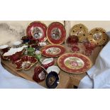 Assorted Limoges porcelain together with other decorative porcelain plates, copper lustre jugs,