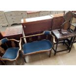 An Edwardian mahogany two seater settee together with a matching corner chair,