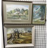 George Dolman Farmstead Watercolour Signed Together with another painting by George Dolman and an