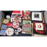 Footballs together with sporting books, records, helmet, Monarchs of Great Britain coins,