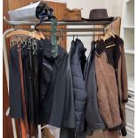 A Sheepskin coat together with other Gentleman's coats, suit, belt,
