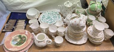 An Adderley ware floral decorated part tea set together with a Royal Stafford part tea and dinner