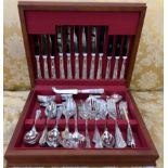 An electroplated Kings pattern part flatware service cased