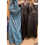 A Goya size 12 dress together with two other evening dresses