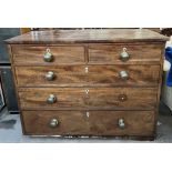 A Victorian mahogany chest with two short and three long drawers