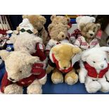 A collection of ten Harrods teddy bears for 2009, 2011, 2012, 2013, 2014, 2015, 2016, 2017,