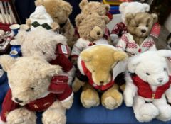 A collection of ten Harrods teddy bears for 2009, 2011, 2012, 2013, 2014, 2015, 2016, 2017,