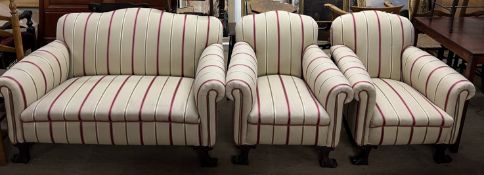 A continental upholstered three piece suite,