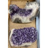 Two amethyst geodes