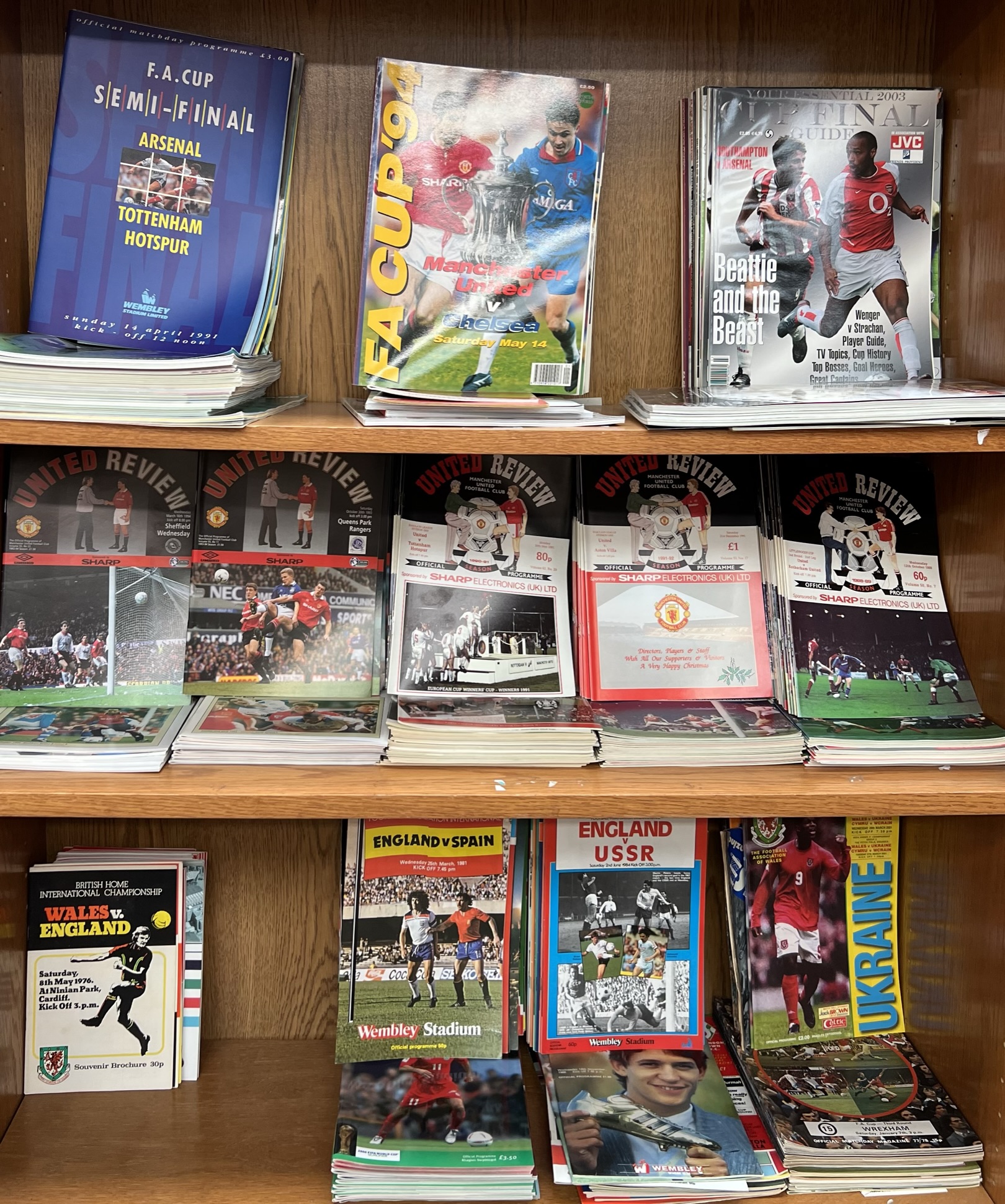 A collection of Football programmes including Manchester United,