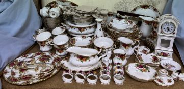 A Royal Albert Old Country Roses pattern part tea and dinner service comprising plates, tureens,