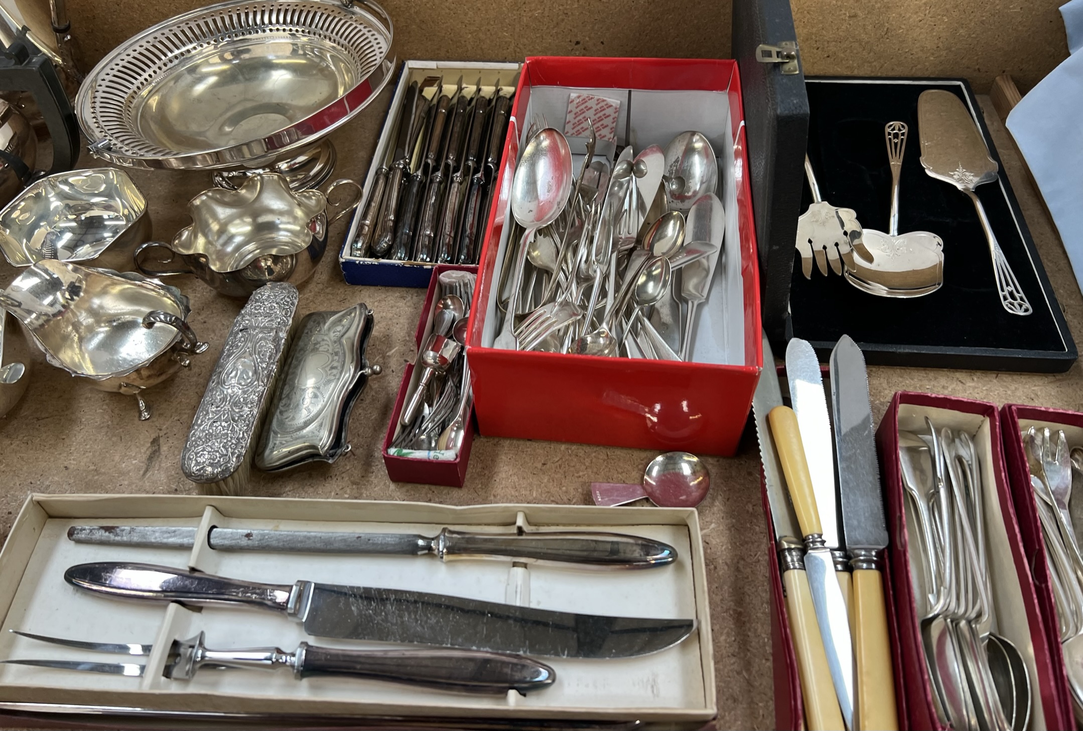 A pair of electroplated candlesticks together with assorted electroplated wares, - Image 2 of 3