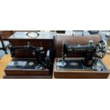 A Wheeler and Wilson sewing machine, cased together with a Singer sewing machine,