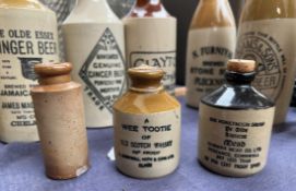 Eight Stoneware Ginger Beer Bottles together with other stoneware bottles etc