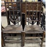 A pair of bobbin turned dining chairs,