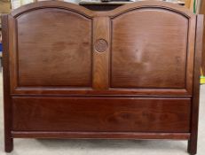 A Chinese hardwood double bed head board