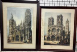 W Monk Notre Dame An etching Signed Together with another