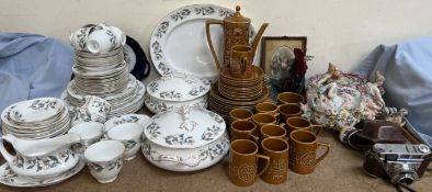 A Crown Staffordshire floral decorated party tea and dinner service together with a Portmeirion