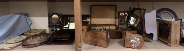 Pine spice racks together with toilet mirrors, sewing box,