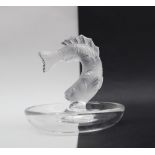 A Lalique pin tray with a central leaping fish, marked Lalique France,