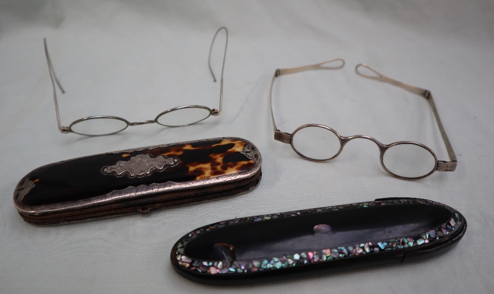 A white metal mounted tortoiseshell glasses of oval form, - Image 7 of 8