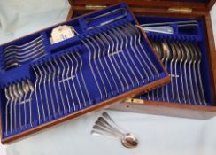 A Victorian silver part flatware service, comprising a large soup ladle,