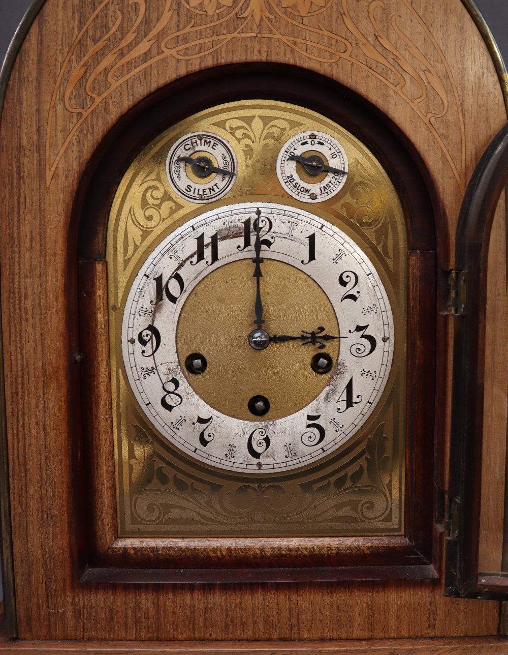 A 19th century rosewood mantle clock, of pointed form, with brass carrying handles, - Image 4 of 6