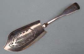 A George III silver fiddle pattern fish slice with a pierced blade, London, 1813,