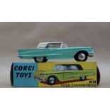 Corgi Toys 214 Ford Thunderbird Hardtop, pale green body, cream roof, 1959 rear number plate,