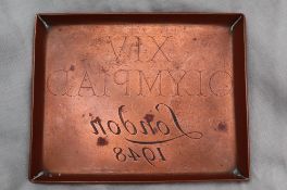 Olympic Games - London 1948 - a copper tray,