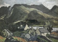 Sir Kyffin Williams A village by a loch and hills A limited edition print, No.