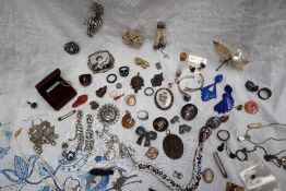 Assorted costume jewellery including earrings, brooches,