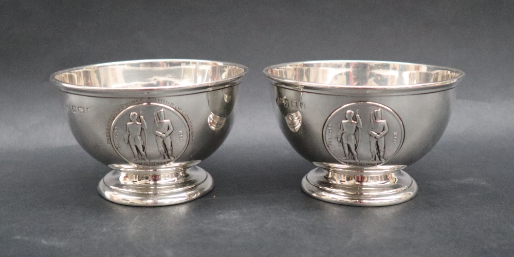 A pair of Edward VII silver pedestal bowls, for The National Rifle Association, Birmingham, 1905, - Image 2 of 4