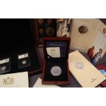The Platinum Wedding silver proof Piedfort £5 with certificate and box together with The Queen
