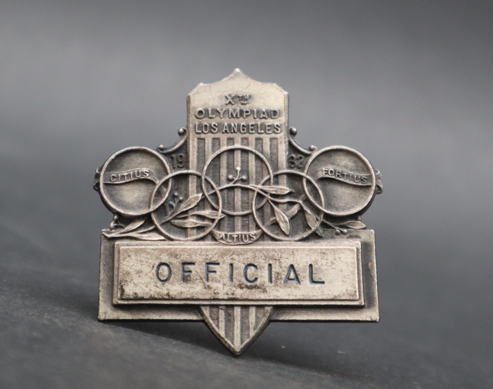 Olympics - A white metal Official's pin badge for the Xth Olympiad Los Angeles 1932, - Image 2 of 3