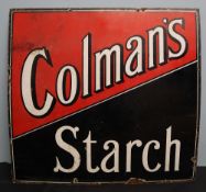 A red and black enamel sign for "Colman's starch" 91 x 96.