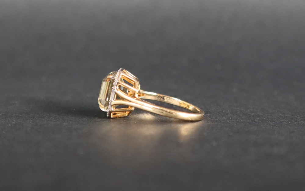 Gemporia - An 18ct yellow gold Asscher cut Csarite and diamond Lorique ring, set with a central 5. - Image 4 of 6